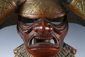 Extremely Rare Type Japanese Samurai Helmet -Buddhism Kabuto with a Mask-