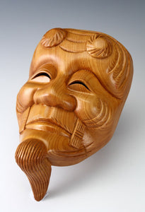 Beautiful Japanese Hinoki Wooden NOH MASK -Okina- 翁面