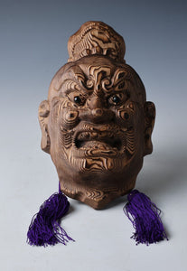 Great Vintage Japanese Yakusugi Buddhism Mask -Nio- Rare Product with the box