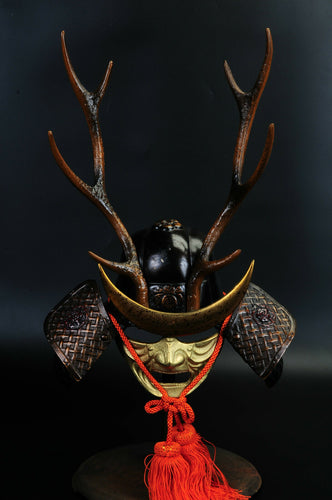 Japanese Vintage Samurai Helmet  shikanosuke kabuto with a mask Tsushima