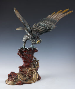 Largest Japanese Iron Hawk -Room Guardian Sculpture- Great Takaoka Product