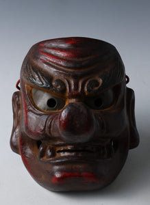 Old Vintage Japanese Paper Clay Noh Mask -Tengu- Braggart  Rare Product