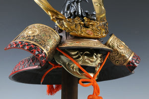 Massive Japanese Samurai Helmet -Great Dragon- with a mask Rare!!  源氏兜