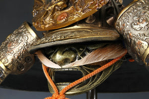 Massive Japanese Samurai Helmet -Great Dragon- with a mask Rare!!  源氏兜