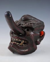 Old Vintage Japanese Paper Clay Noh Mask Plaque -Tengu- Braggart Showa Era