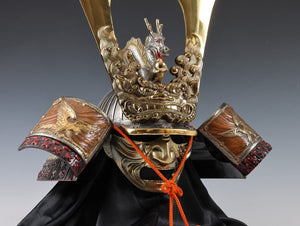 Japanese Samurai Helmet -Dragon and Hawk Deco Kabuto with a mask-