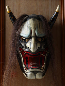 Beautiful Old Vintage Early Showa Japanese Kagura Noh Mask -Susanoo- Mask Plaque