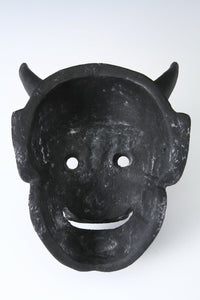 Old Vintage Japanese Black Power Noh Mask -Han nya- Paper Clay Nice Product