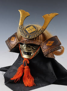 Showa Japanese Samurai Middle Size Helmet -Takeda Shingen Kabuto- Rare!