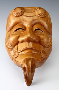 Beautiful Japanese Hinoki Wooden NOH MASK -Okina- 翁面