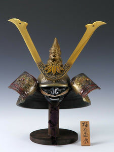 Japanese Vintage Massive Samurai Helmet -Yoshitsune Kabuto- with a mask Tsushima