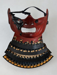 Authentic Vintage Japanese Samurai Mask Helmet -Wearable Menpo- Tushima