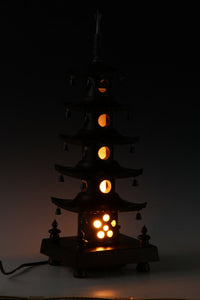 Japanese Vintage Wooden Figure Five Story Pagoda Lamp 五重塔