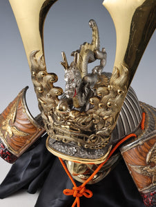 Japanese Samurai Helmet -Dragon and Hawk Deco Kabuto with a mask-