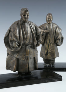 Very Rare Product Japanese Noh White Copper Figure Great Takasago Couple