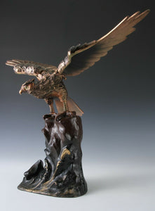 Japanese Iron Hawk -Room Guardian Sculpture- Great Takaoka Product Tsushima