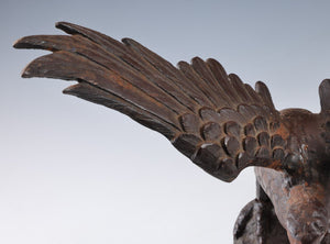 Japanese Old Vintage Bronze Small Hawk -Room Guardian Sculpture- Takaoka Product